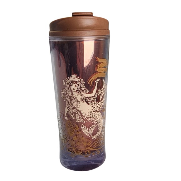 Starbucks Other - Starbucks 2011 Insulated Mermaid Tumbler 16 Fl Oz‎ Metallic Brown With Lid